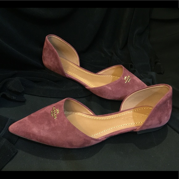Coach Shoes - Woman’s COACH burgundy suede flats Sz 6B/36.5 EUC